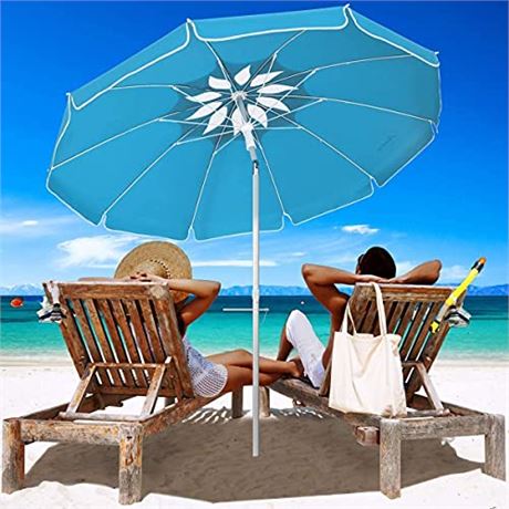 MOVTOTOP Beach 6.5ft Umbrella with Sand Anchor & Tilt Aluminum Pole