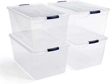 Rubbermaid Clear Plastic Storage Containers, 95qt (5 with 2 lids)