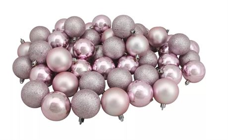 Northlight 60ct Pink Shatterproof 4-Finish Christmas Ball Ornaments 2.5" (60mm)