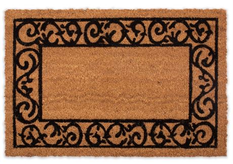 DII Natural Coco Coir Doormat, 24" X 36" - Printed Scroll