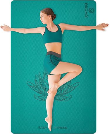 Ekomx Extra Large Yoga Mat for Women & Men(72"x 48"x6mm) - Teal