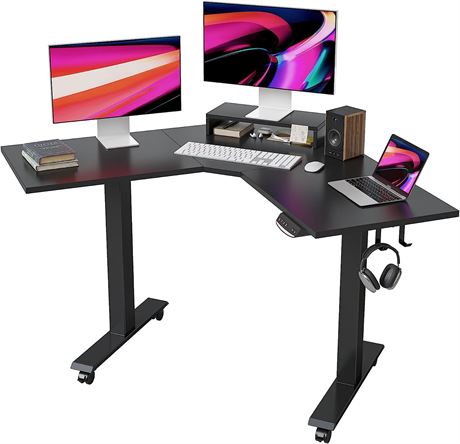 FEZIBO Dual Motor L-Shaped Electric Standing Desk, 48 Inches, Black