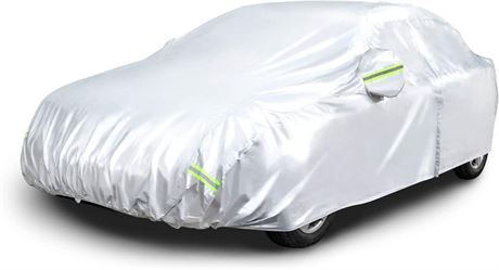 Amazon Basics Silver Weatherproof Car Cover - 150D Oxford, Sedans up to 160"