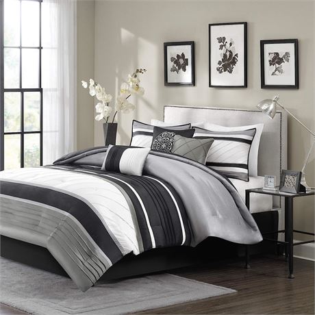 Madison Park Blaire Cozy Comforter Set - King - Grey 7 Piece