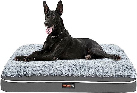 Hawsaiy Fluffy Dog Bed for Large Dogs Anti-Slip Memory Foam Waterproof Cover