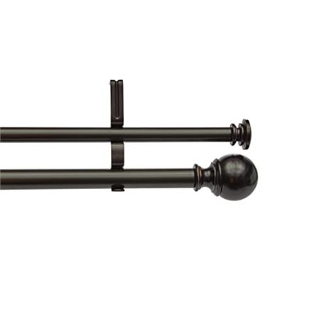 Amazon Basics 1-Inch Double Extendable Curtain Rods with Round Finials Set