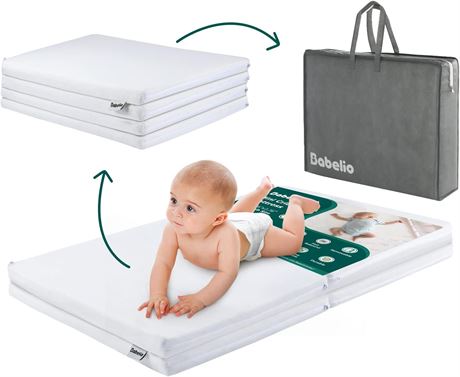 BABELIO Pack n Play Mattress Pad 38" x 26", Quatro-fold Mini Crib Mattress