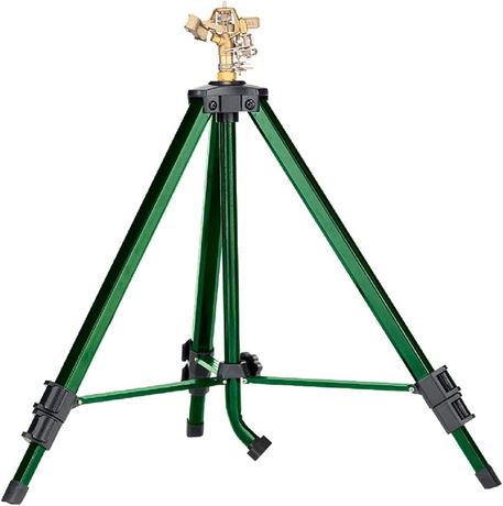 2 Pack - Orbit Heavy Duty Brass Lawn Impact Sprinkler on Tripod Base - Green