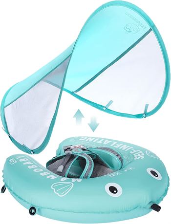 Mambobaby Newest Compressible Folding Baby Self-Inflating Float with Sun Canopy