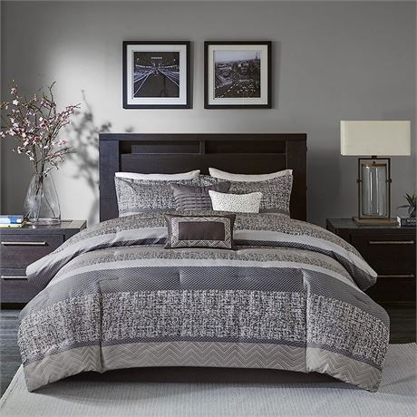 Madison Park Rhapsody Comforter with Grey Throw Pillow (Comforter & Pillow Only)