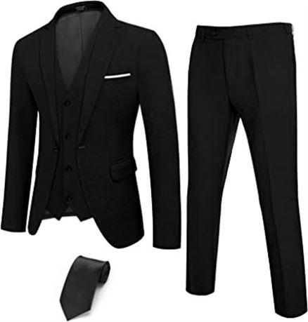 COOFANDY Men's 3 Piece Slim Fit Suit, Small