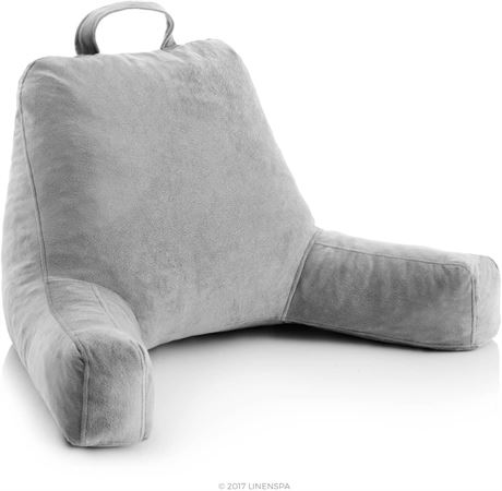 LINENSPA Reading Pillow with Shredded Memory Foam, Stone Grey