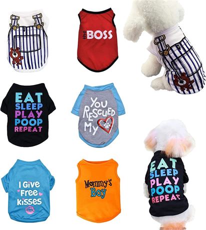 6 Pack Dog Clothes for Small Dogs - Size Small