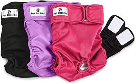 Pet Parents Washable Doggie Diapers, Princess, 3-Pack, Medium