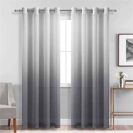 2 Tone Curtain, Grey, Set of 2