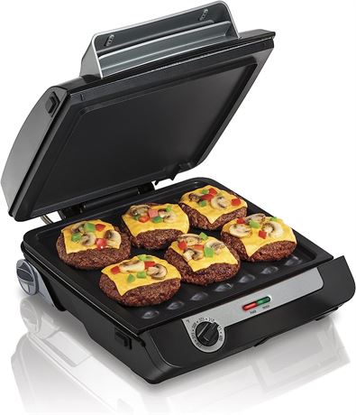 Hamilton Beach 4-in-1 Indoor Grill & Electric Griddle Combo with Bacon Cooker