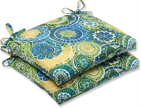 Pillow Perfect Outdoor/Indoor Omnia Lagoon Square Corner Seat Cushions