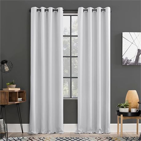 Sun Zero Soho 2-Pack Blackout Curtain Panel Pair, 108" x 96", Dove White