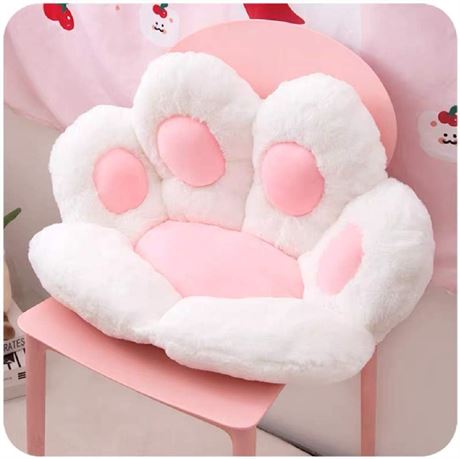 Cute Seat Cushion Cat Paw Shape, White and Pink