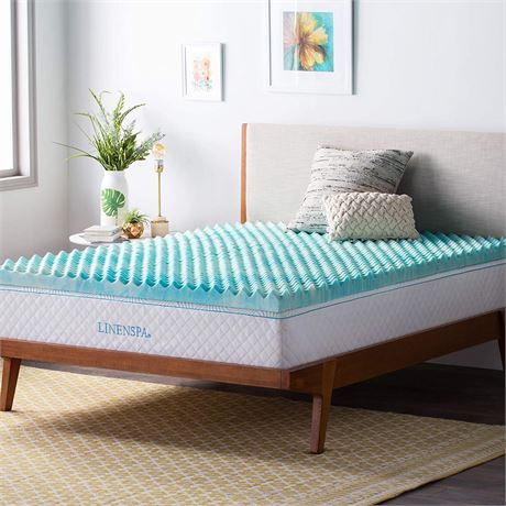 Linenspa 3 Inch Convoluted Gel Swirl Memory Foam Mattress Topper, Twin XL