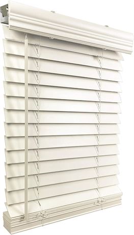 US Window 2" Faux Wood 35" W x 60" H, Cordless Blinds, 35 x 60, White