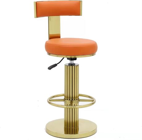 FUNROLUX Counter Height Bar Stools with Back, Modern Adjustable Height (Orange)