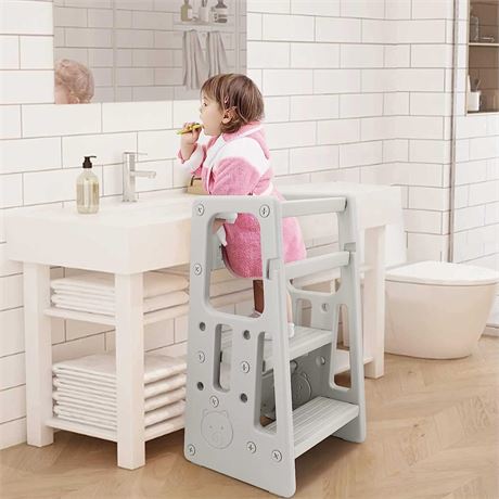 Nursery Kitchen Standing/Step Stool w/ 3 Adjustable Heights, Toddler