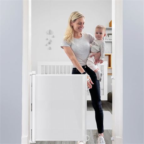 Papablic Retractable Baby Gate, 34" Tall, Extends to 54" Wide