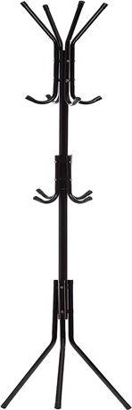 Free-Standing Coat Rack Metal Stand Home or Office Floor Hanger with 12-Hooks