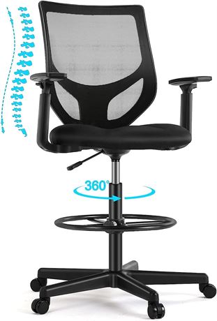 AFO Tall Office Drafting Chair - Black