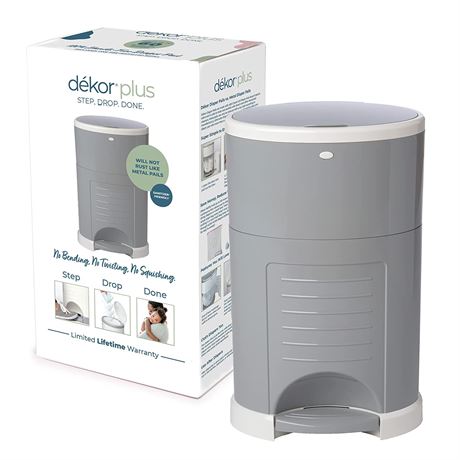 Dekor Plus Hands-Free Diaper Pail. Gray