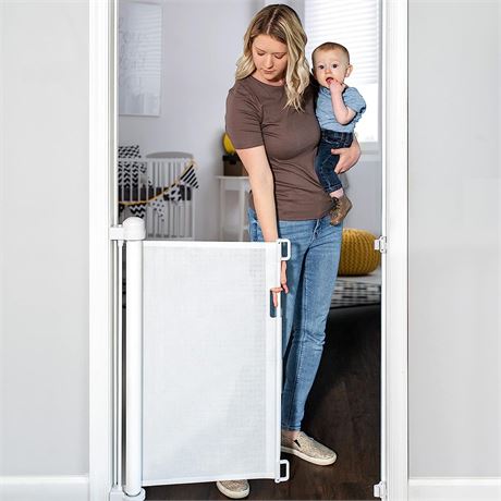 YOOFOR Retractable Baby Gate - White - 33"x71"