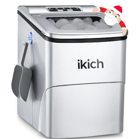 IKICH Portable Ice Maker, 26lb/Day, Self-Cleaning, Stainless Steel