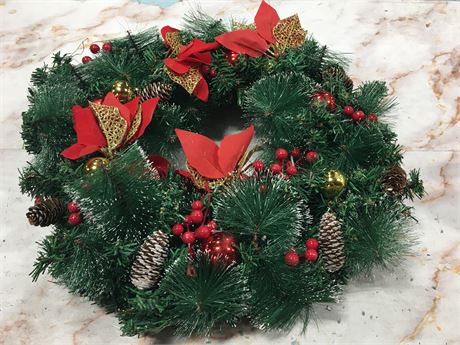 Christmas Wreath, Pine and Poinsettia