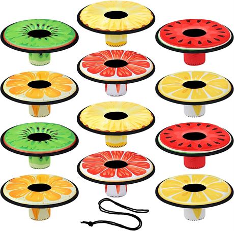 Jexine 12 Pcs Neoprene Fruits Drink Floats with Lanyard