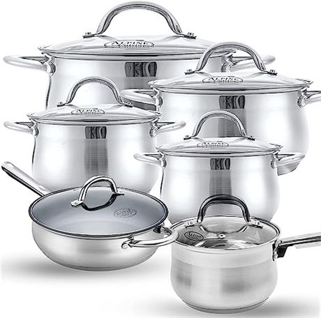 Alpine Cuisine Stainless Steel 12-Piece Cookware Set