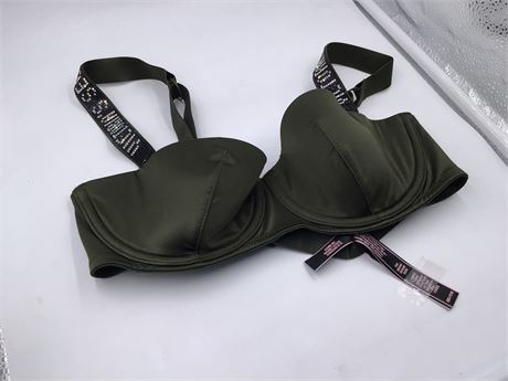 Victoria's Secret Push-Up, 32C, Army Green/Rhinestone Straps - Wired Bra