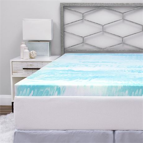 Milemont Mattress Topper King, 3-Inch Cool Swirl Gel Memory Foam King, Blue