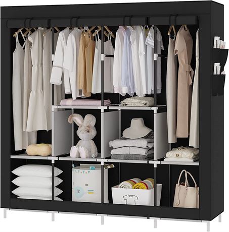 Portable Closet Large Wardrobe Closet Clothes Organizer with 6 Storage Shelves