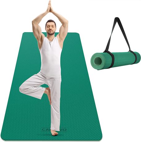 CAMBIVO Extra Wide Yoga Mat for Women and Men (72"x 32"x 1/4") (6mm, Dark Green)