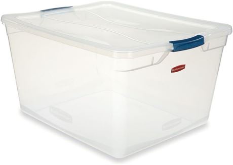 Rubbermaid Clever Store Latching Storage Tote Container, Clear, 71-quart, 3pack