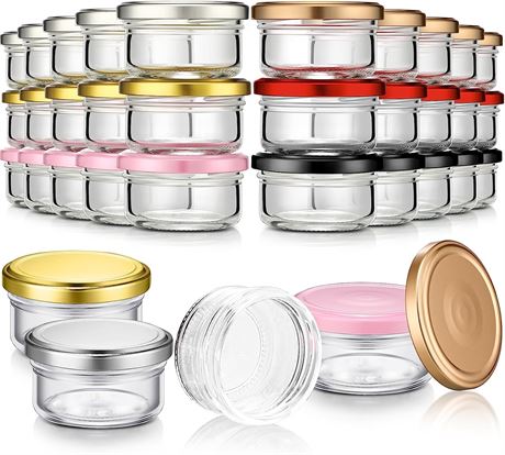 2.4 oz Small Glass Containers with Lids Small Glass Condiment Jars, 18pc