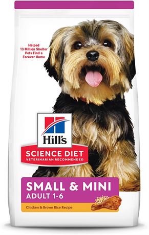 Hill's Science Diet Adult Small Breed Dry Dog Food, Chicken & Rice - 15.5LBS