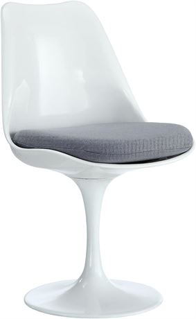 Modway Lippa Mid-Century Modern Upholstered Fabric Swivel Chair, White