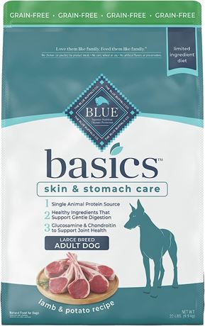 Blue Buffalo Basics Skin & Stomach Care for Large Breed - Lamb & Potato (22LB)