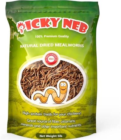 PICKY NEB 100% Non-GMO Dried Mealworms 5 lb