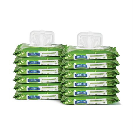 FitRight Aloe Personal Cleansing Cloth Wipes, Scented, 576 Count, 12 Packs