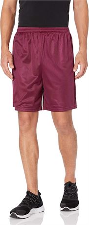 Soffe Nylon Mini Mesh Fitness Shorts, Small, Burgundy