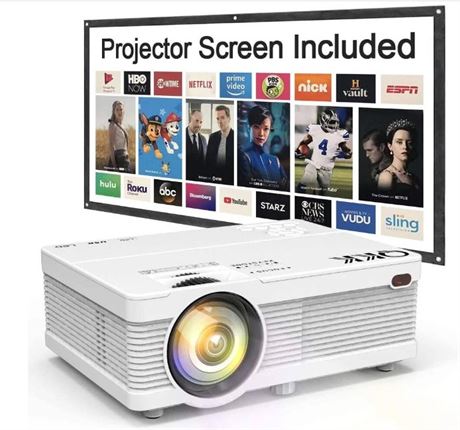 Portable LCD Projector QKK Mini 4500Lumens 100" Screen Full HD 1080p