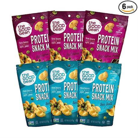 The Good Bean Protein Snack Mix - Variety Pack - (6 Pack - Two Flavors) 12/2023